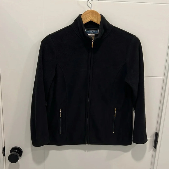 Karen Scott black fleece zip up size small - Picture 2 of 10